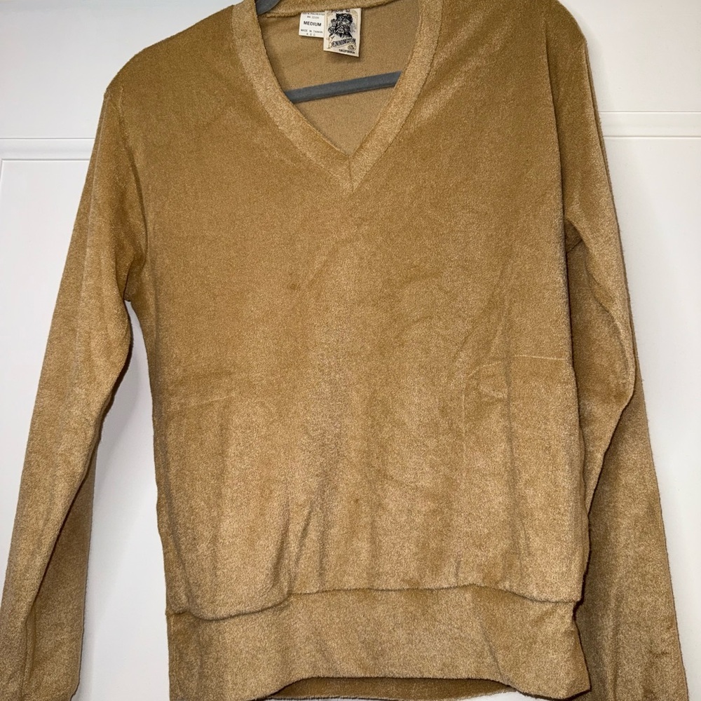 Vintage Men's Tan V-Neck Sweatshirt